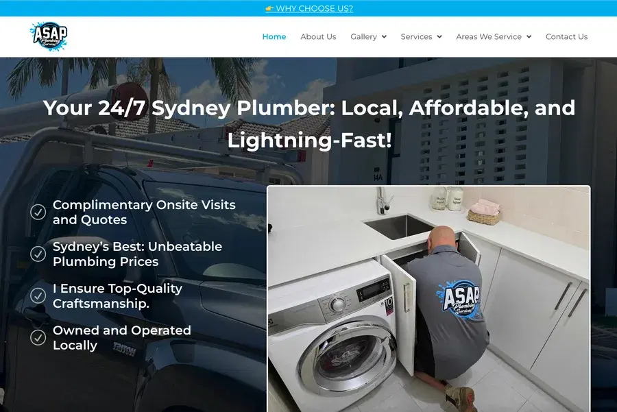 ASAP Plumbing Services Sydney website and Google Ads project
