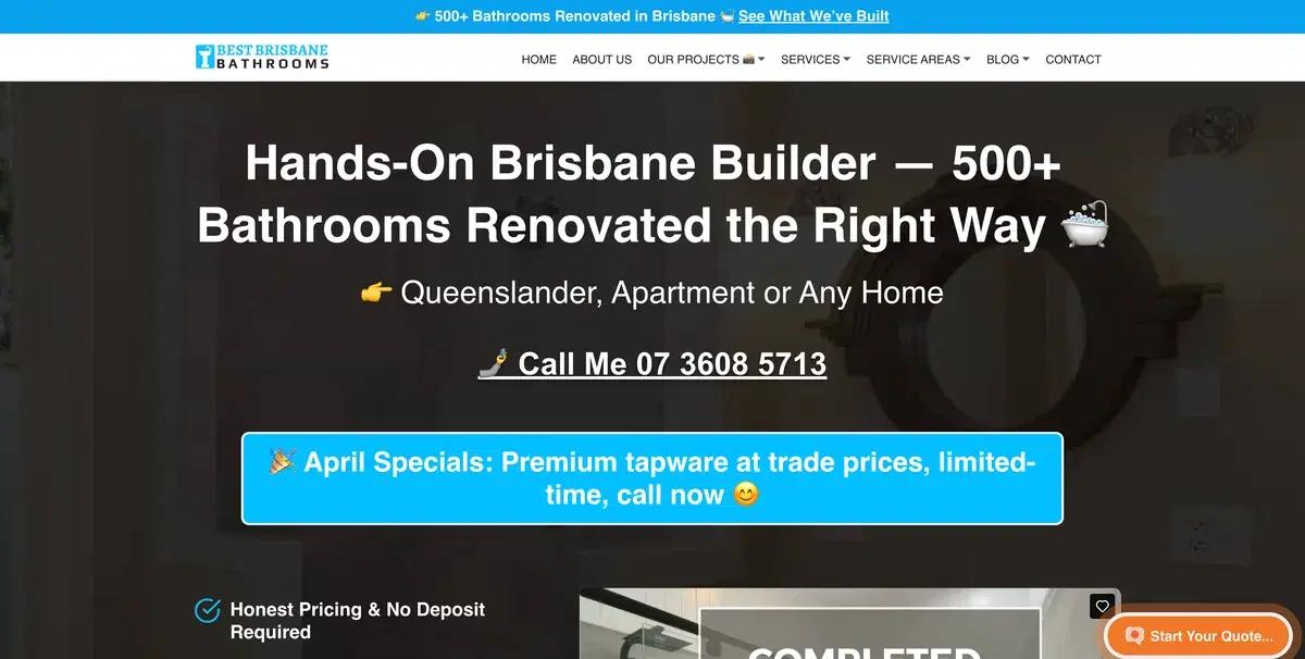 Best Brisbane Bathrooms website project by Online Prospects