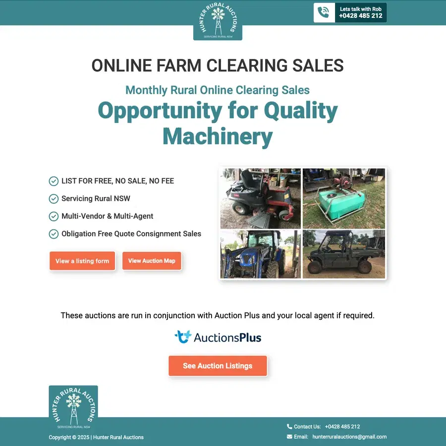 Hunter Rural Auctions website project