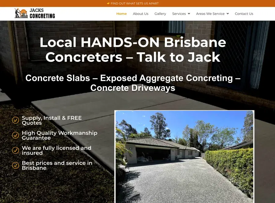 Jacks Concreting Brisbane website project by Online Prospects