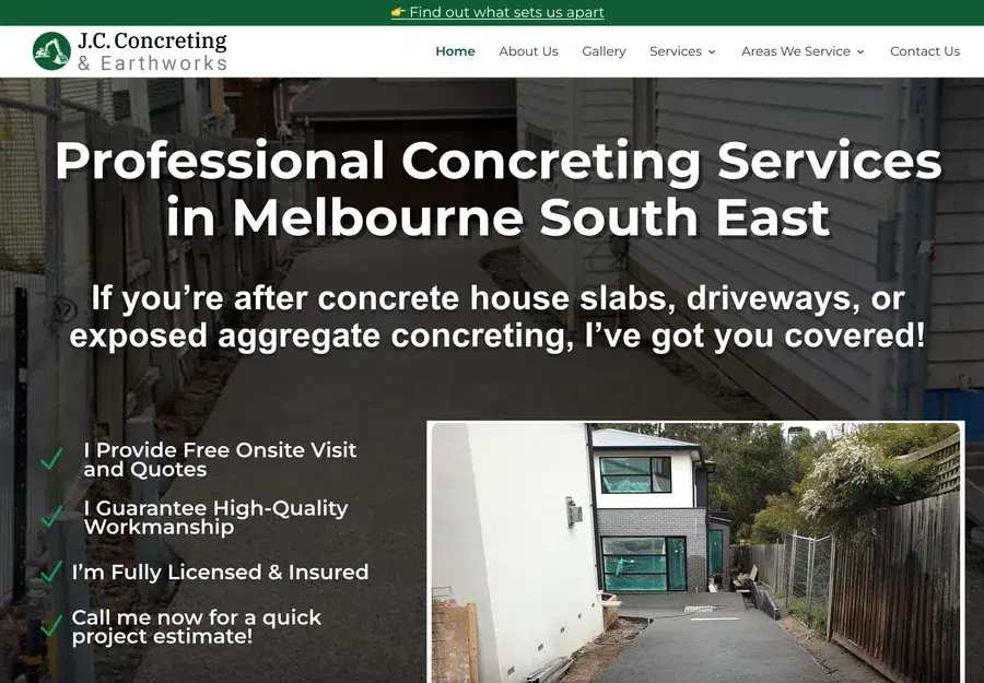 JC Concreting Melbourne Google Ads project