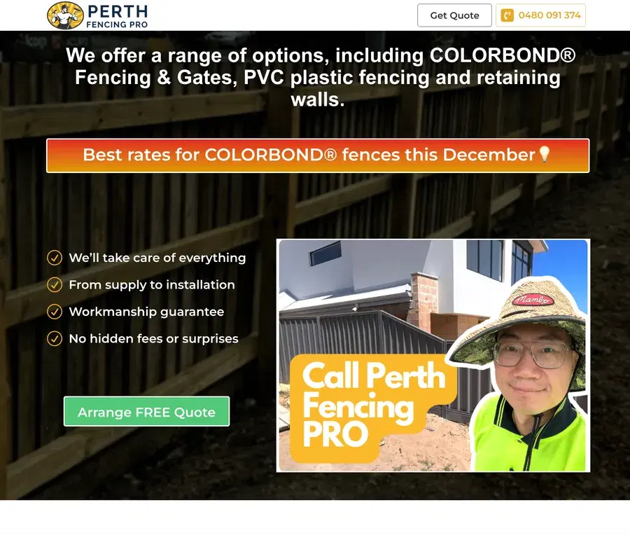 Perth Fencing Pro website and SEO project