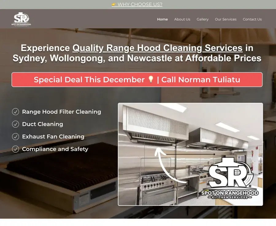 Spot On Rangehood Sydney website and SEO project