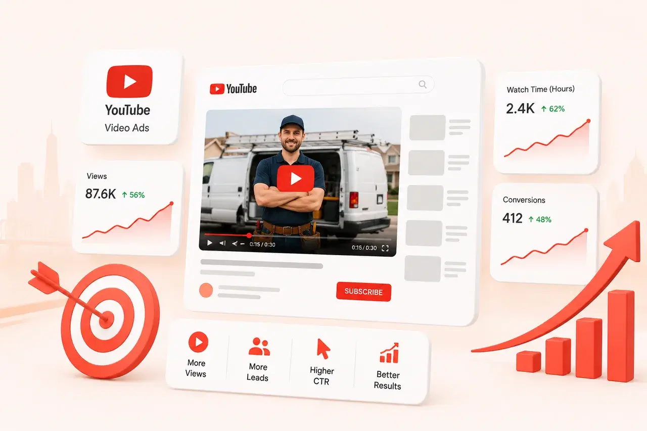 YouTube video ads performance illustration with views and conversions